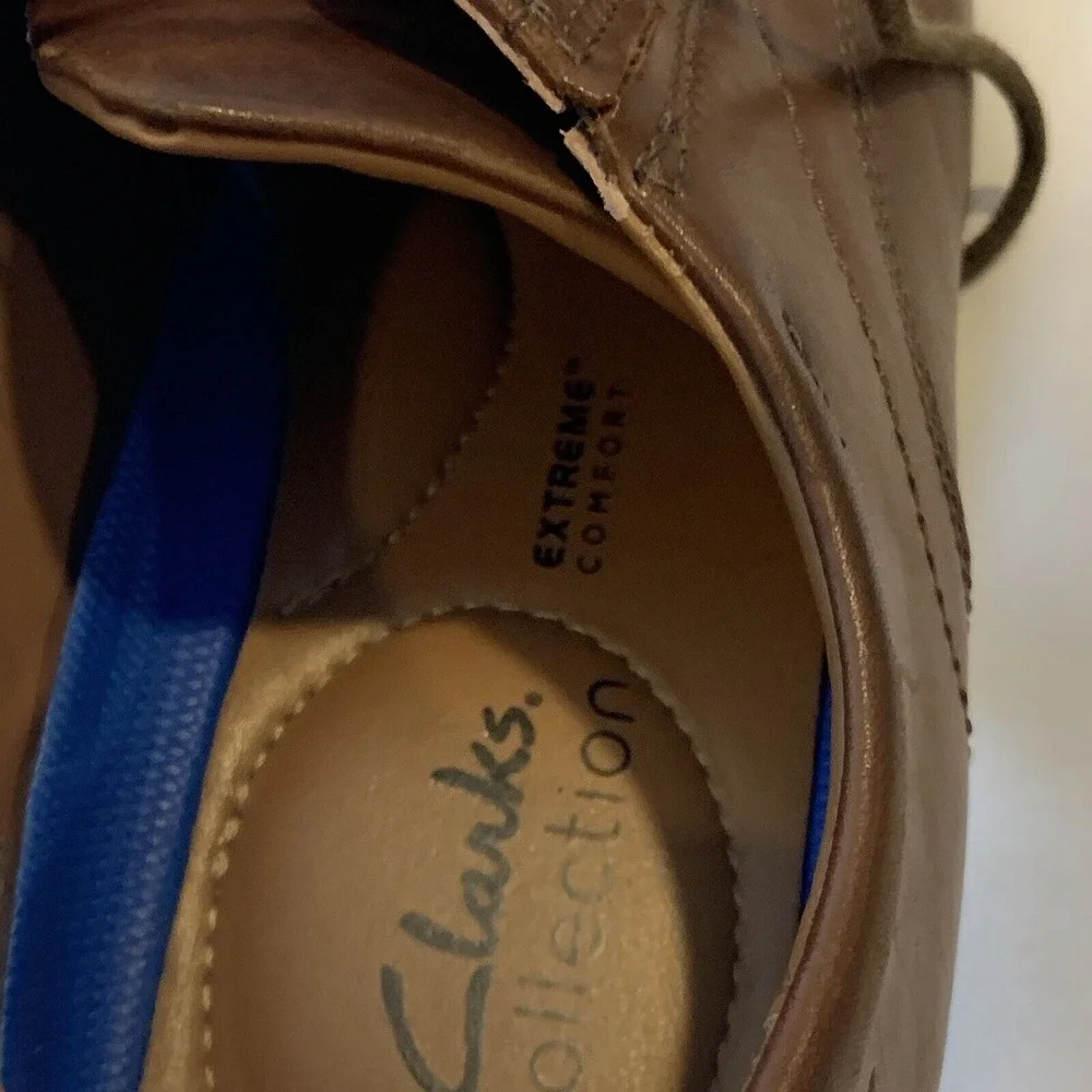 Clarks Shoes Mens 8.5 Oxfords Leather Brown Tan Extreme Comfort‎ Orthotic Insole